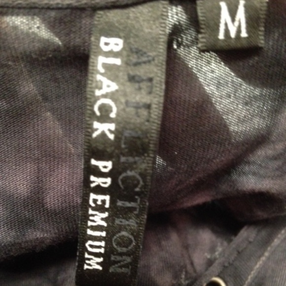 Affliction Black Premium V Neck Mini Dress Studs Rivets Stars - Picture 4 of 12